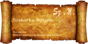Szekerka Mátyás névjegykártya